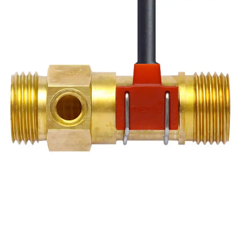 Double threaded Metal Round Tube Water Flow Sensor-with Temp Detector