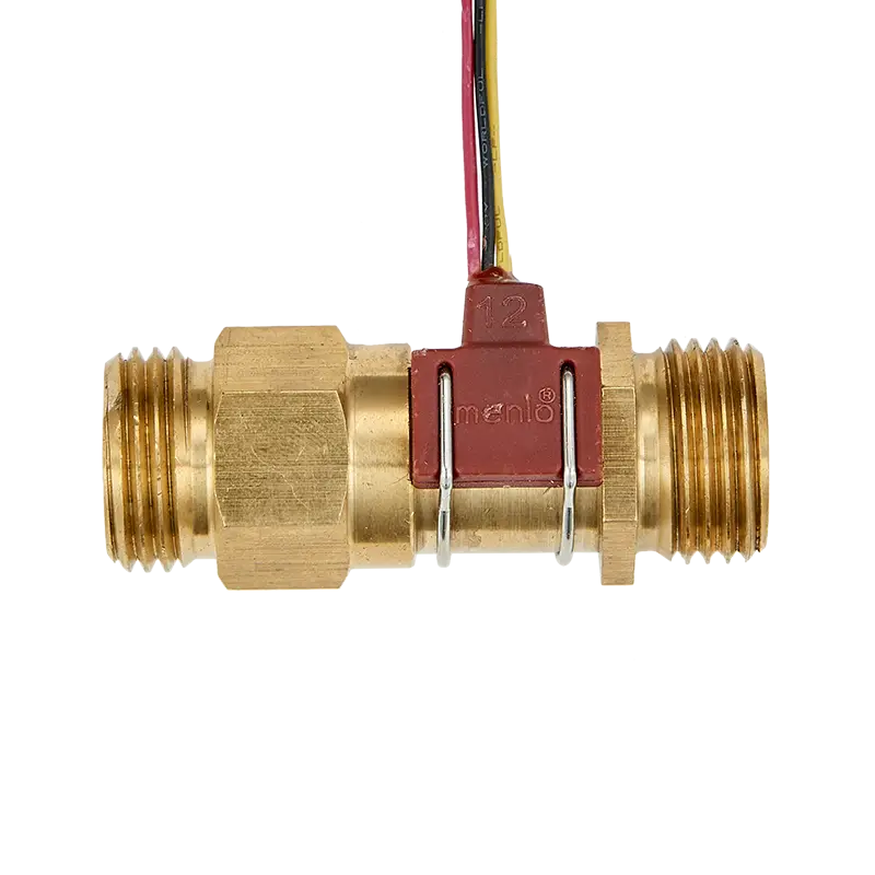 Double threaded Metal Round Tube Water Flow Sensor-with Temp Detector